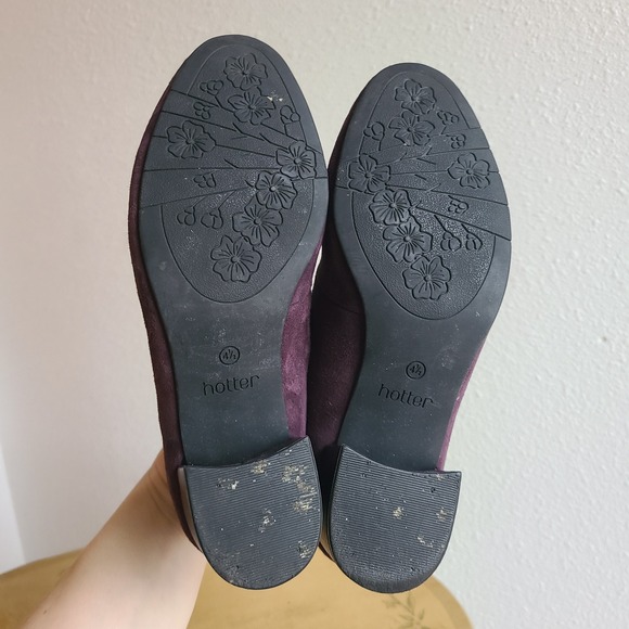 Hotter Cecelia US 4.5 Purple Suede Bow Heels Quiet Luxury Block Heel Fairycore - Picture 7 of 10